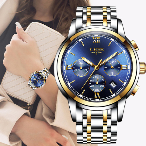 2022 LIGE New Rose Gold Women Watch Business Quartz Watch Ladies Top Brand Luxury Female Wrist Watch Girl Clock Relogio Feminin ► Photo 1/6