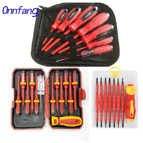 Onnfang 13PC VDE Screwdriver Insulated High Voltage 1000V Durable Special Security CR-V Tool Insulated 7pc Screwdriver optional ► Photo 1/6