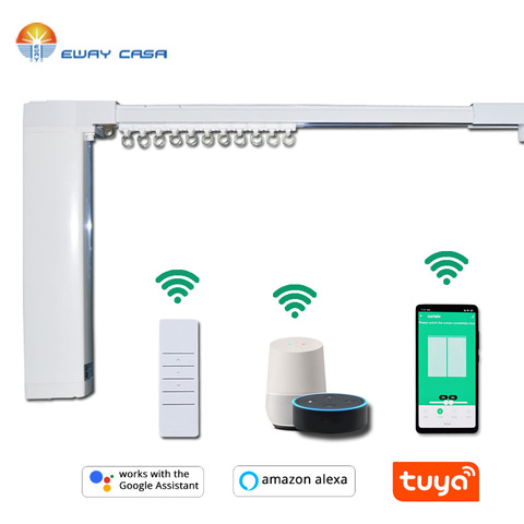 EWAY CASA Alexa&Google Home Tuya Controlled WiFi Curtain Track  Automatic Electric Curtain Track Smart Home CM_DSTUYA_TRACK1.2N ► Photo 1/6