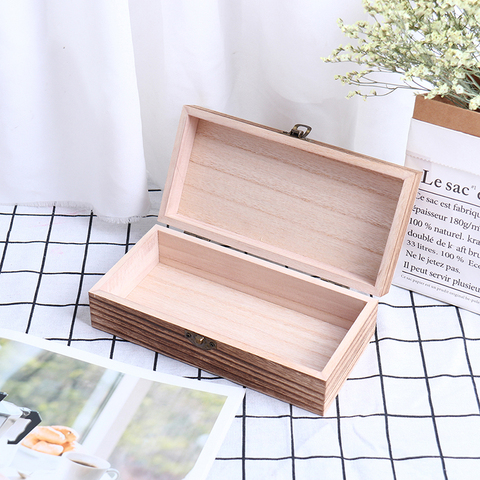 1PC New Retro Jewelry Box Desktop Natural Wood Clamshell Storage Hand Decoration Wooden Box Postcard Storage Box 20x10x6cm ► Photo 1/6