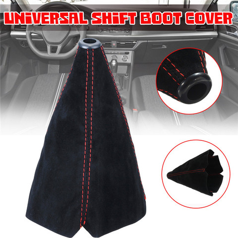 Car Gear Shift Collars Covers Red/Black/Yellow/Blue Suede PU Leather Gear Stick Shift Shifter Knob Cover Boot Gaiter ► Photo 1/6