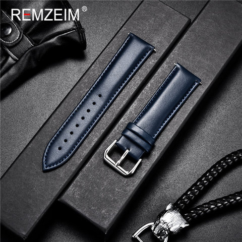 Calfskin Leather Watch Strap 14mm 16mm 18mm 20mm 22mm Watchband For Women Men Watch Accessories Solid Buckle Blue Red Green ► Photo 1/6