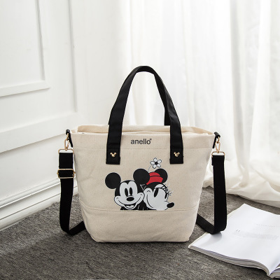 Disney Mickey Mouse Lady Canvas Crossbody Shoulder Bag Cartoon Fashion Minnie Handbag Large Capacity Shopping + Book Bag ► Photo 1/6