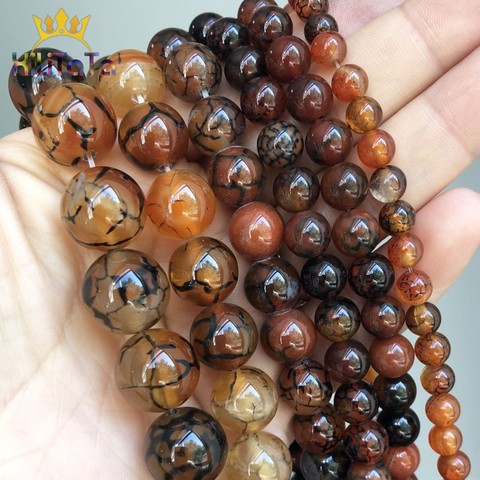 Coffee Crackle Onyx Agates Beads Natural Round Loose Spacer Beads For Jewelry Making DIY Bracelets Necklaces 15'' 6/8/10/12/14mm ► Photo 1/6