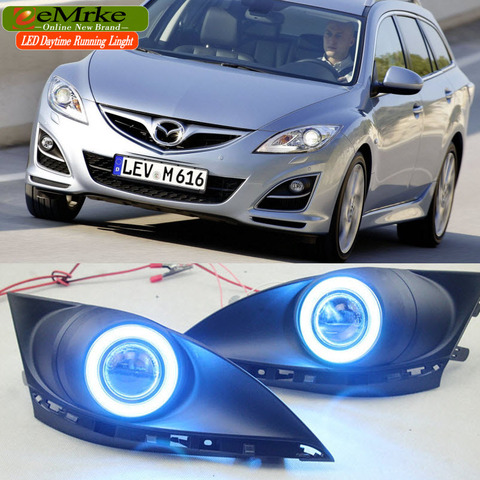 eeMrke For Mazda 6 Atenza (GH) 2nd Gen. 2008 2009 2010 COB Angel Eye DRL LED Daytime Running Lights Halogen H11 55W Fog Lamp Kit ► Photo 1/6