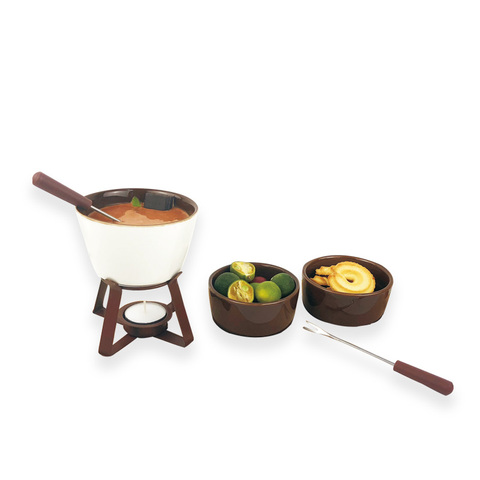 Fondue Pot Set Porcelain Tealight Chocolate Fondue with Dipping Bowls and Forks, Cheese Fondue or Butter Warmer ► Photo 1/3