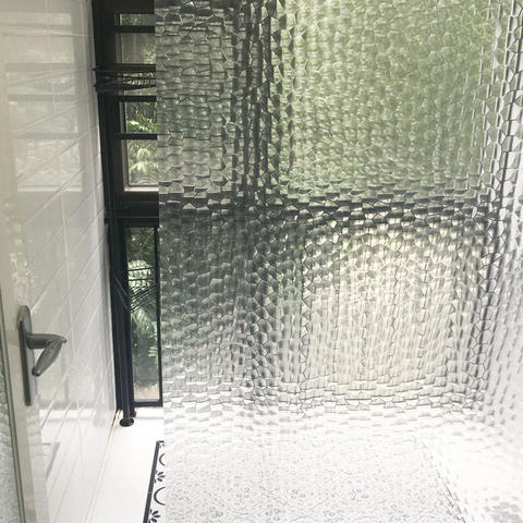 Waterproof 3D Bathroom Shower Curtain Transparent Bathroom Curtain with Hooks Thickened Bathing Sheer Wide Bath Curtain ► Photo 1/6