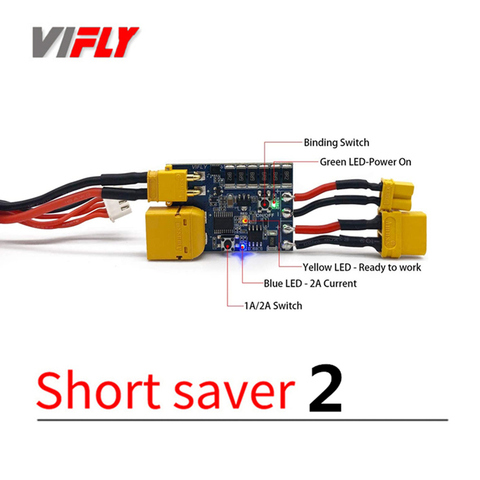 VIFLY ShortSaver 2 Smart Smoke Stopper Power Button Switch Electronic Fuse To Prevent Short-Circuit Over-Current 2-6S XT30 TX60 ► Photo 1/4