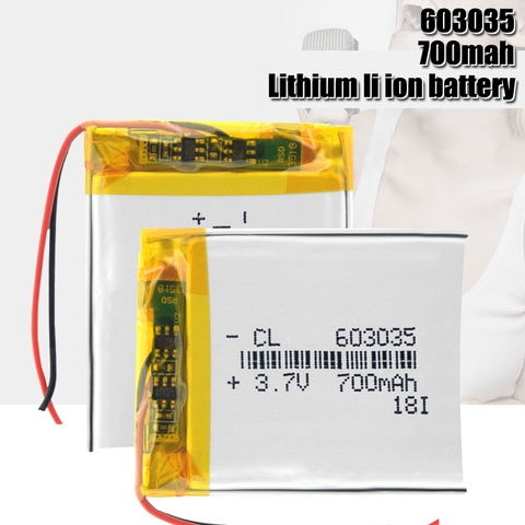 3.7V 700mAh 603035 Lithium Polymer Li-Po li ion Rechargeable Battery For mp3 mp4 mp5 Tachograph Car DVR Bluetooth Earphone GPS ► Photo 1/6