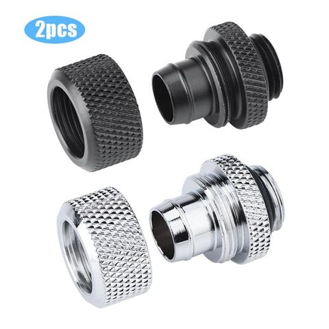 2PCS G1/4 Thread Flexible Tube Connector Brass Two-Touch Fitting for PC Water Cooling Cooler Black / Silver Optional ► Photo 1/6