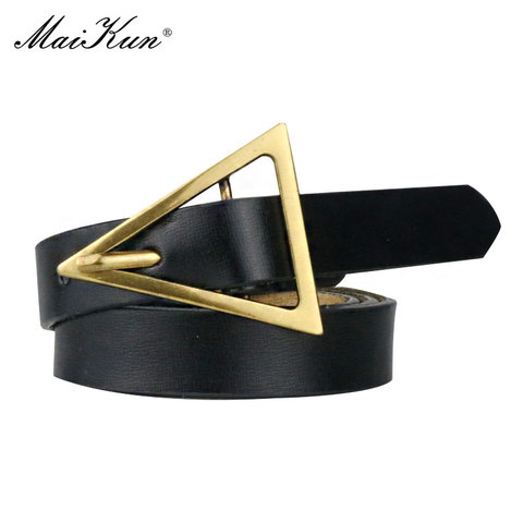 Maikun New Genuine Leather Thin Belt Vintage Triangle Buckle Net Red Women's Trousers Fashion All-Match Decorative Waistband ► Photo 1/6