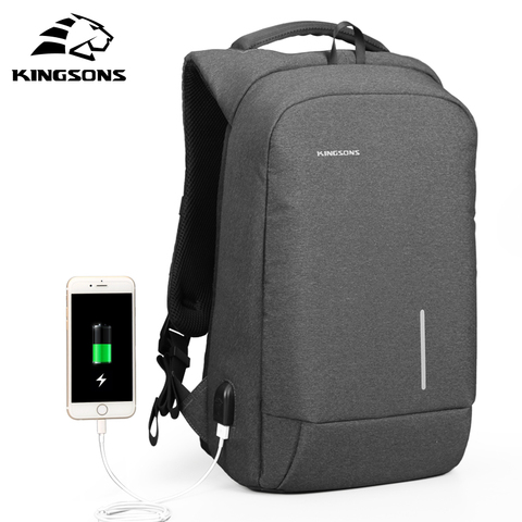 Kingsons Men's Backpack Fashion Multifunction USB Charging Men 13 15 inch Laptop Backpacks Anti-theft Bag For Men ► Photo 1/6
