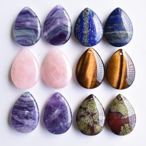 Fashion good quality natural tiger eye stone lapis lazuli water drop charms pendants for jewelry making 4ps free shipping ► Photo 1/6