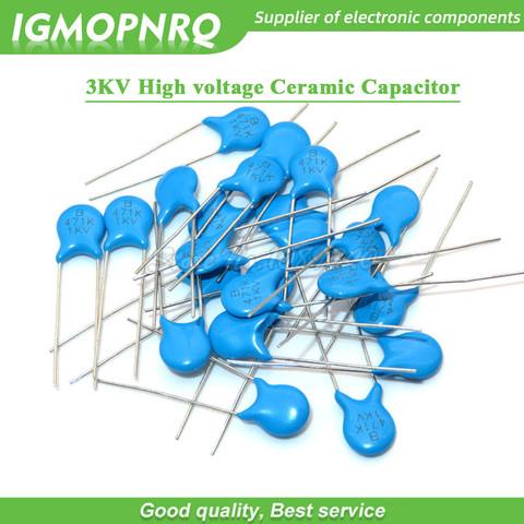 20pcs High voltage Ceramic Capacitor 3KV 5PF 10PF 15PF 20PF 22PF 27PF 30PF 47PF 56PF 100PF 220PF 1NF 2.2NF 3.3NF 4.7NF 10NF 22NF ► Photo 1/1