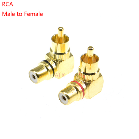 2Pcs Gold Plated Brass RCA Right Angle Male To Female Connector 90 Degree Adapters Connectors plug to jack ► Photo 1/3