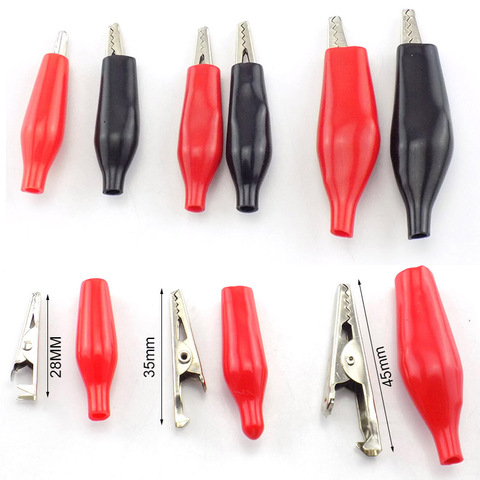 10pcs 28MM 35MM Metal Alligator Clip Crocodile Electrical Clamp Testing Probe Meter Black Red Plastic Boot DIY Car Auto Battery ► Photo 1/5