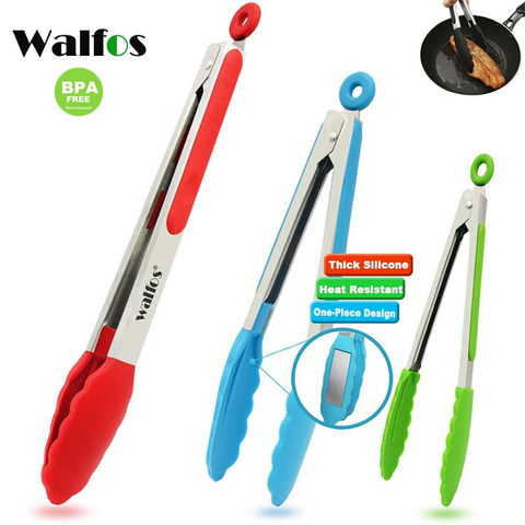 WALFOS Food Grade 100% Non Stick Silicone Tongs Kitchen Tongs Utensil Cooking Tong Clip Clamp Accessories Salad Serving BBQ Tool ► Photo 1/6