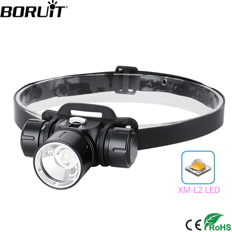 BORUiT Powerful XM-L2 LED Diving Headlamp 2000LM Underwater 100M Headlight Stepless Dimming 18650 Head Torch Fishing Fill light ► Photo 1/6