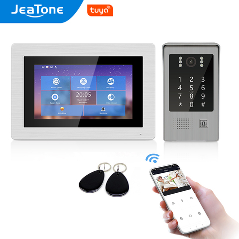 720P WiFi IP Video Door Phone Video Intercom 7'' Touch Screen Free App Remote Unlock Code Keypad RFIC Card Access Control System ► Photo 1/6