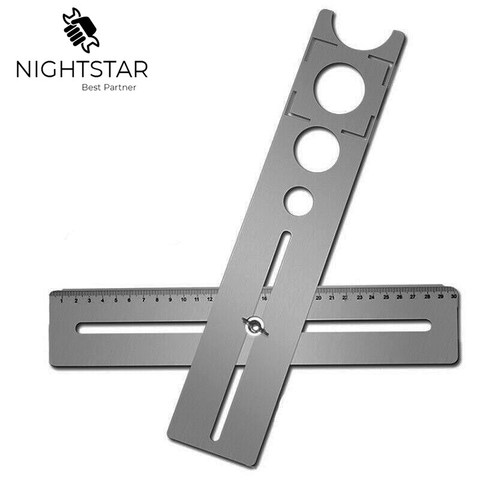 Stainless Steel Ceramic Tile Hole Locator Ruler Adjustable Punching Hand Tool for House Decorated Work Multi-Functional Ruler ► Photo 1/5
