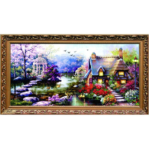 2022 100% full Diamond Mosaic Landscapes Garden lodge  crystal Diamond Painting Cross Stitch Kits Diamonds Embroidery Home decor ► Photo 1/6