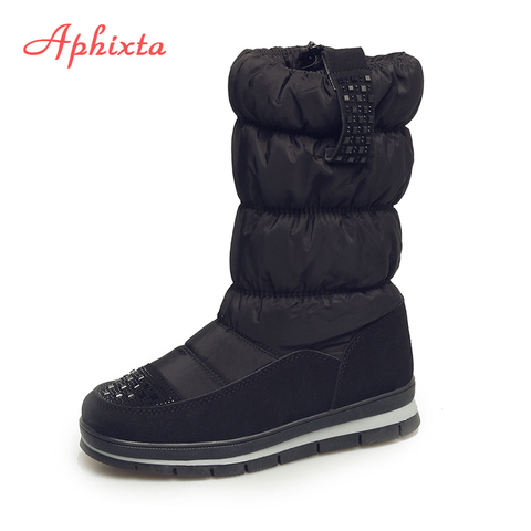 APHIXTA Winter Snow Boots Long Women Boots Plush Warm Shoes Sequins Crystal Plus Big 41 Easy Wear Lady Zip Shoes Woman ► Photo 1/6