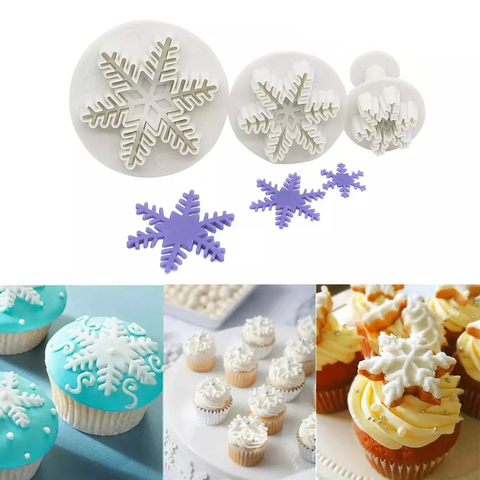 Wedding Party Snowflake Fondant Cake Decorating Plunger 3Pcs/Set Sugar craft Cutter Mold Tools Christmas Cake Decorating Tools ► Photo 1/6