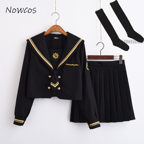 Spring Autumn Long sleeve Japanese JK Sets School Uniform Girls Musketeers High School Women Novelty Sailor Suits Uniforms ► Photo 1/6