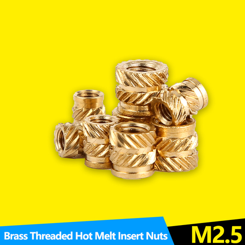 Female Thread Brass Knurled Inserts Nut Heat Set Insert Nuts Embed Parts Pressed Fit into Holes for 3D Printing M2 M2.5 100Pcs ► Photo 1/6