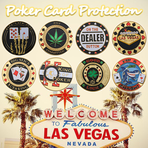 Metal Poker Card Guard Protector Poker Cards Metal Souvenir Chips Casino Dealer Coin Poker Game Hold'em Accessories Lucky Item ► Photo 1/6