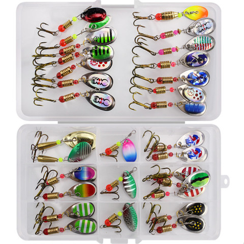 30pcs/10pcs Boxed Rotating Spoon Kit Lure Fishing Lures Artificial Baits Metal Fish Hooks Bass Trout Perch Pike Rotating Sequins ► Photo 1/6