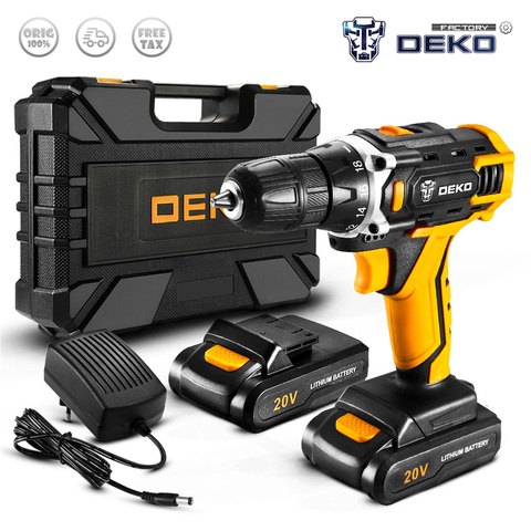Factory Outlet DEKO Sharker 20V Cordless Electric Drill Mini Wireless Power Driver DC Lithium-Ion Battery 3/8-Inch ► Photo 1/6