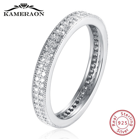 925 Sterling Silver Rings Womens Minimalism Circular Jewelry Full Zirco Rhinestones Shiny Dainty Ringlet Fashion Ring 2022 ► Photo 1/6