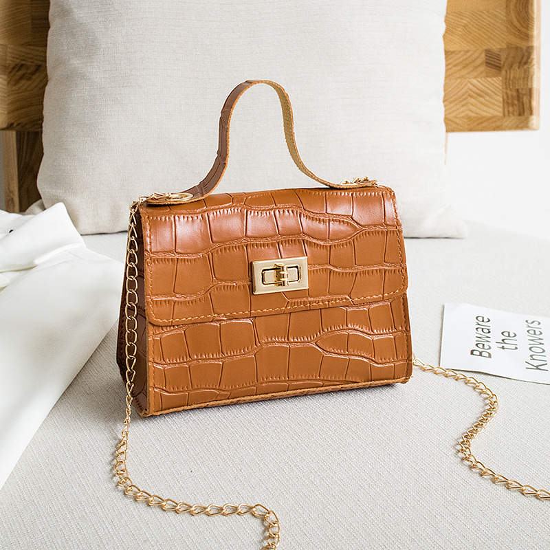 Women's Leather Bag Crocodile Pattern Lock Handbag Messenger Shoulder Phone Bag
