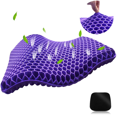 Gel Seat Cushion for Long Sitting Double Thick Gel Seat Cushion with Non-Slip Cover Gel Seat Cushion for Pressure Breathable ► Photo 1/6