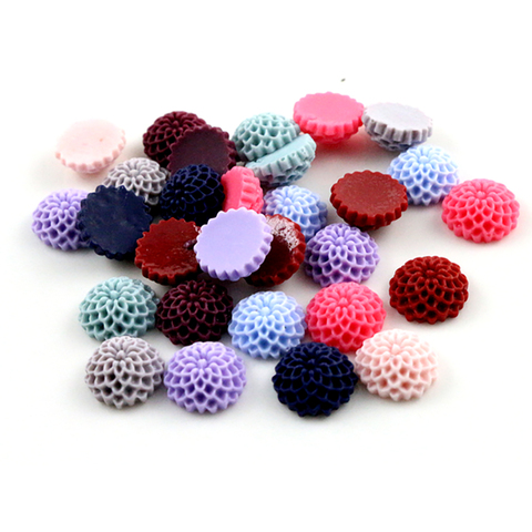 New Fashion 40pcs 12mm Mix Color Melaleuca Flowers Style Flat Back Resin Flower Cabochons Cameo  G7-12 ► Photo 1/2