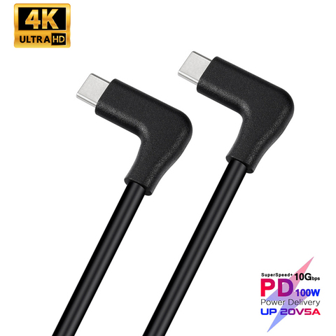 90 Degree 100W PD 5A Type C Cable 4K @60Hz USB-C USB3.1 Gen 2 10Gbps Fast Charging Cord For Macbook Pro SAMSUNG S20 Ultra QC 4.0 ► Photo 1/6