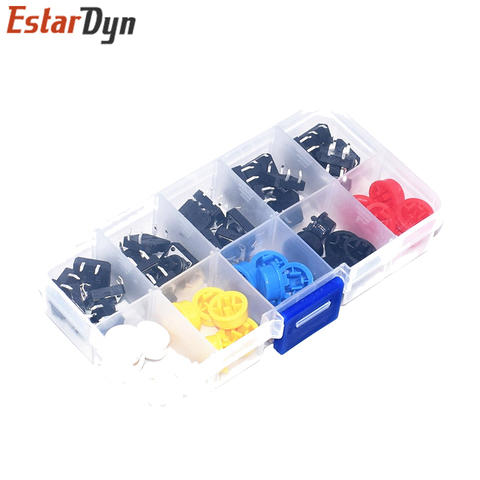 25PCS Tactile Push Button Switch Momentary 12*12*7.3MM Micro switch button + 25PCS Tact Cap(5 colors) ► Photo 1/1