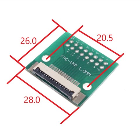 2 pcs FPC FFC Flexible Flat Cable 15 Pin 1.0 mm  Adapter to 2.54 mm pitch through hole DIP PCB for Raspberry PI Camera Rev 1.3 ► Photo 1/5