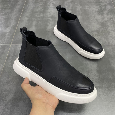 new fashion chelsea boot for men flats platform shoes autumn winter botines hombre cow leather ankle botas masculinas chaussure ► Photo 1/4