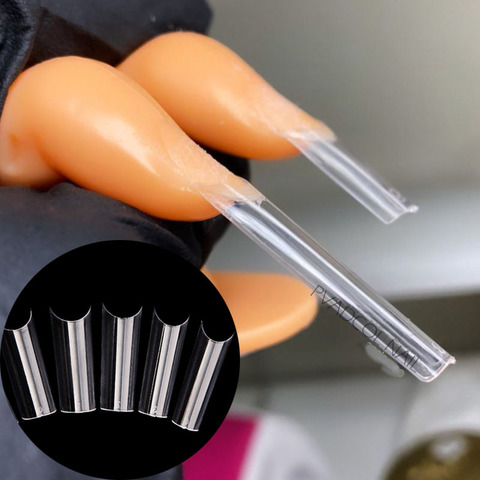 500pcs/Bag XL C Curve Straight Length Tips Extra Long Curved Half Cover False Nail Tips Acrylic Nails ► Photo 1/5