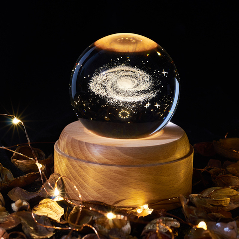 Crystal Ball night light usb charging kids moon lamps Music Box 3d lamp Universe Galaxy Earth Globe Crafts Home Desktop Decor ► Photo 1/5