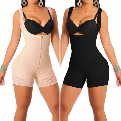 Women's Shapewear Bodysuits High Compression Lace Colombian Fajas Fajas  Reductoras De Latex Body Shapers Black L 