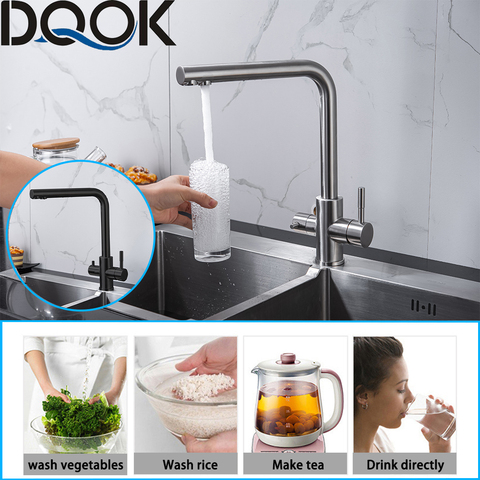 DQOK drinking filtered water kitchen faucet Purification tap Dual Handle Faucet Kitchen sink tap ► Photo 1/6
