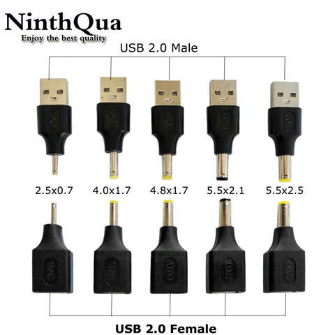 1pcs USB Power Plug Converter To 5.5*2.5 5.5x2.1 4.8x1.7 4.0*1.7 5.5*1.7 2.5*0.7 3.0*1.1 3.5x1.35 mm DC Jack Adapter Connector ► Photo 1/6