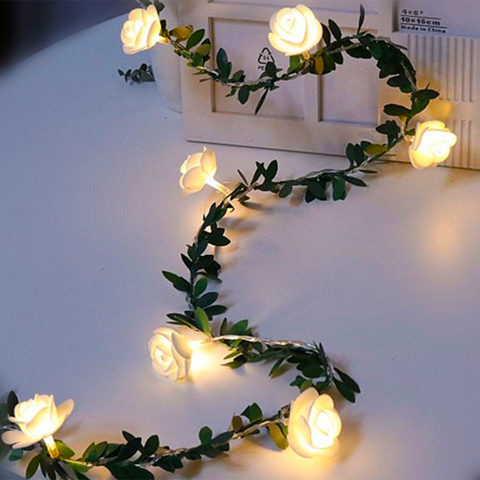 10/20/40/50leds Rose Flower led Fairy String Lights Battery/USB/Solar Powered Wedding Valentine's Day Party Xmas Garland Decor ► Photo 1/6