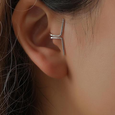 Simple Geometric Bar Ear Cuff Climbers Double C Shape No Piercing Fake Cartilage Earrings for Women Punk Vintage Jewelry 1 PC ► Photo 1/6