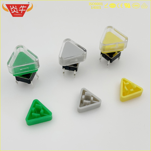 MICO TACT SWITCH  SQUARE HEAD TRIANGLE  KEY CAP  GREY WHITE RED GREEN BLUE YELLOW BLACK FOR 6*6 6X6 5.8*5.8 5.8X5.8 SWITCH A132 ► Photo 1/6