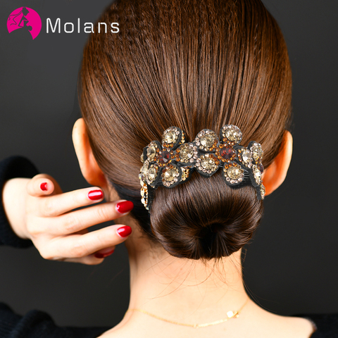 Molans Crystal Rhinestone Hair Claws for Women Flower Hair Clips Barrettes Crab Ponytail Holder Hairpins Bands Hair Accessories ► Photo 1/6