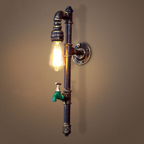 Vintage industry steam punk lamp loft wall lamp restaurant bar club porch corridor cafe light sconce water pipe edison E27 bra ► Photo 1/6